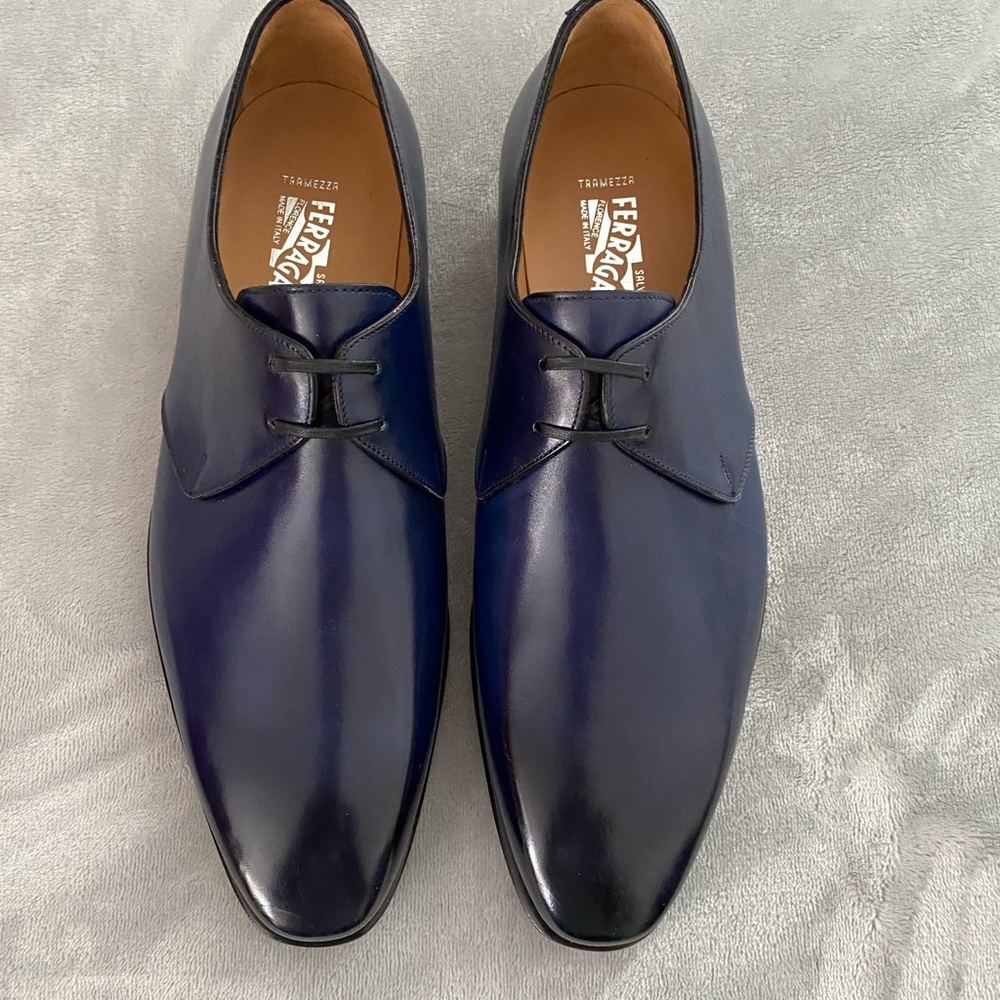 Salvatore Ferragamo Tramezza mens shoes Oxfords blue color size 8.5e .